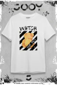 Watch Your Back Tasarım Beyaz Oversize Tshirt-alttext1