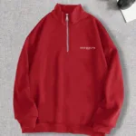 Yarım Fermuarlı Brooklyn Baskılı Kırmızı Sweatshirt - L-alttext1