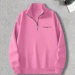 Yarım Fermuarlı Brooklyn Baskılı Pembe Sweatshirt - XL-alttext1