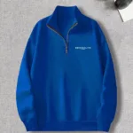 Yarım Fermuarlı Brooklyn Baskılı Saks Mavi Sweatshirt - M-alttext1
