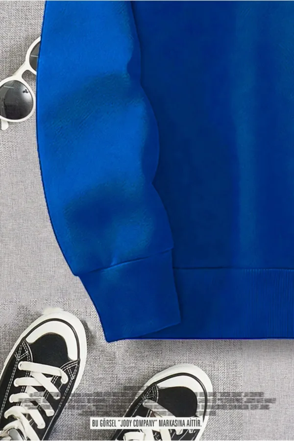 Yarım Fermuarlı Brooklyn Baskılı Saks Mavi Sweatshirt - M-alttext3