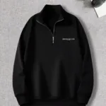 Yarım Fermuarlı Brooklyn Baskılı Siyah Sweatshirt - L-alttext1