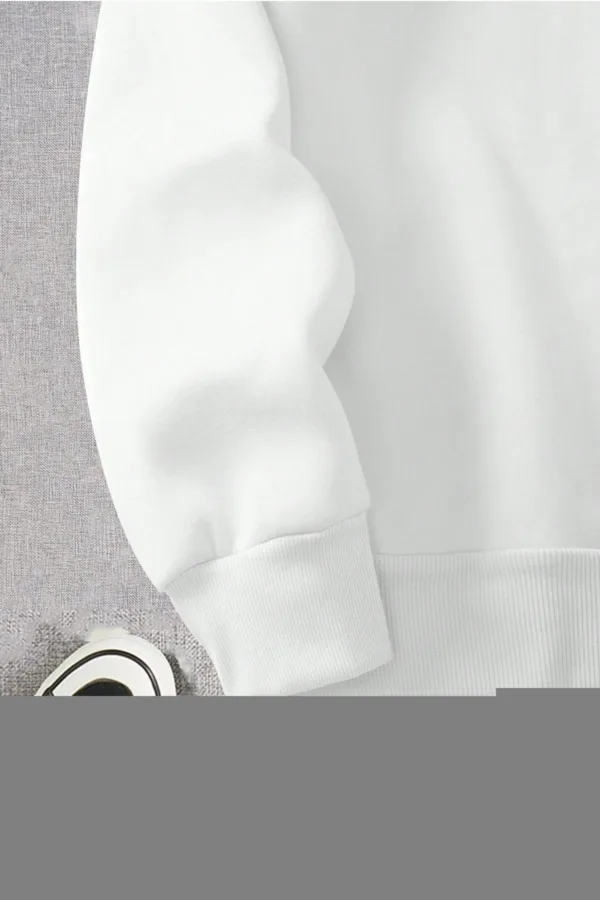 Yarım Fermuarlı Çilek Baskılı Beyaz Kadın 3 İplik Sweatshirt - M-alttext3