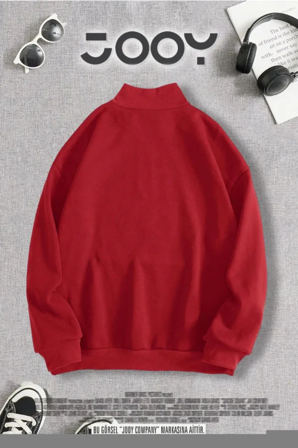 Yarım Fermuarlı Los Angeles Baskılı Kırmızı Sweatshirt - L-alttext2