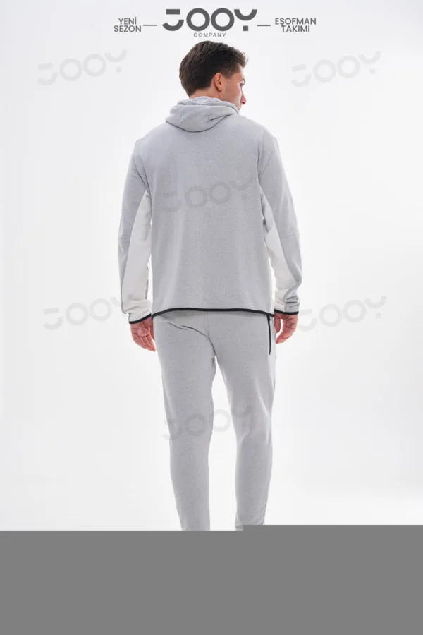 Yeni Sezon Tech Fleece Gri Beyaz Erkek Spor Eşofman Takımı - Tshirt Hediyeli Ürün - L-alttext5