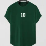 Yeşil 10 Numara Baskılı Slim Fit Oval Kesim T-Shirt - 2XL-alttext1