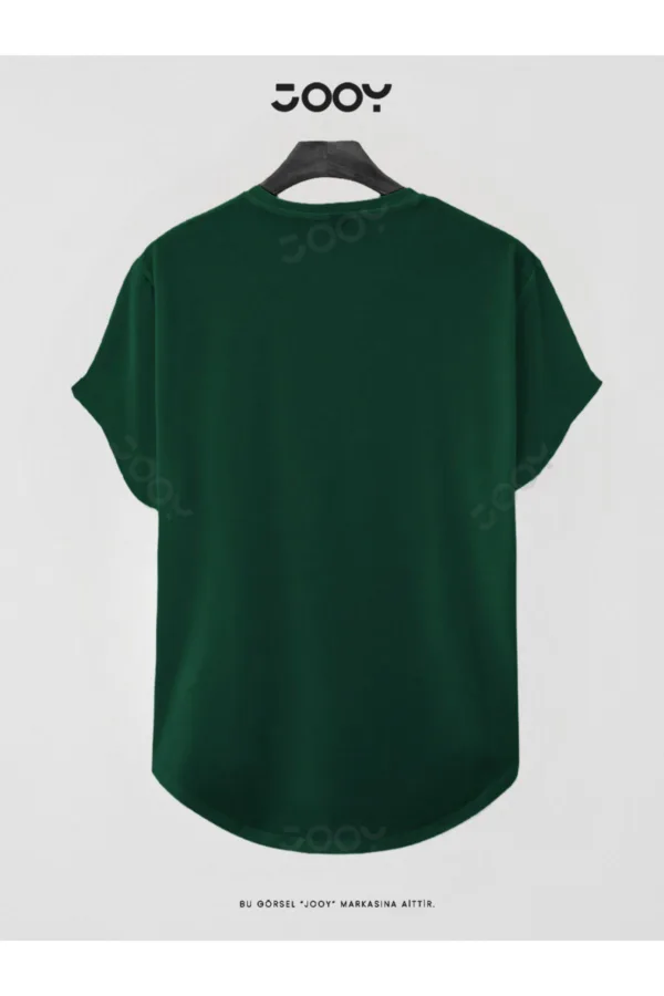 Yeşil Atatürk İmza Baskılı Slim Fit Oval Kesim T-Shirt-alttext2