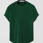 Yeşil Düz Baskısız Basic Slim Fit Oval Kesim T-Shirt - M-alttext1