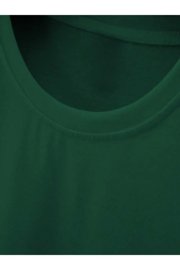 Yeşil Düz Baskısız Basic Slim Fit Oval Kesim T-Shirt - M-alttext3