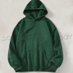 Yeşil Düz Baskısız Kalın Şardonlu 3 İplik Kapüşonlu Sweatshirt - S-alttext1