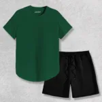 Yeşil Oval Kesim Tshirt - Siyah Penye Şort 2'li Takım - M-alttext1