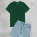 Yeşil Oversize Tshirt - Mavi Penye Şort Takım - L-alttext1