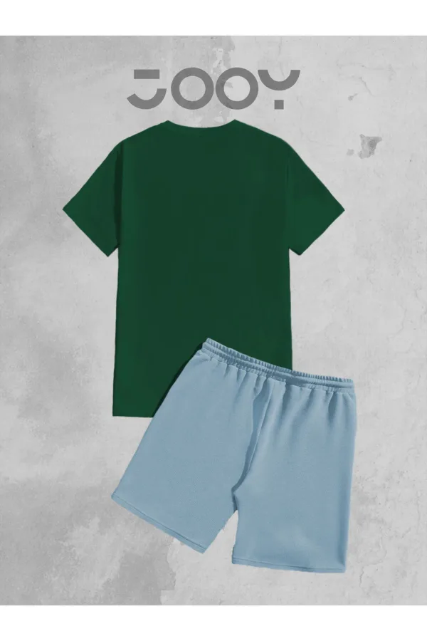 Yeşil Oversize Tshirt - Mavi Penye Şort Takım - L-alttext3