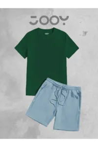 Yeşil Oversize Tshirt - Mavi Penye Şort Takım-alttext1