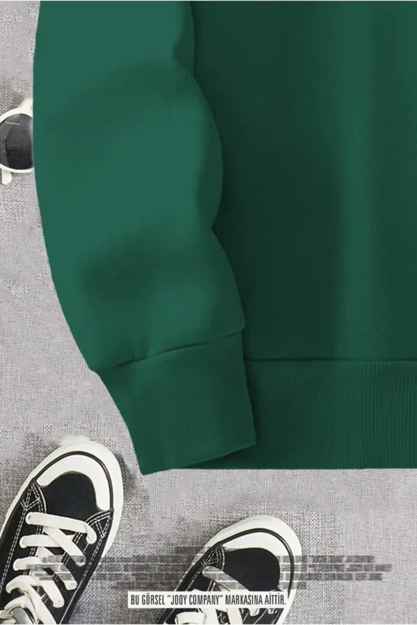Yeşil Yarım Fermuarlı 3 Iplik Sweatshirt - XL-alttext3