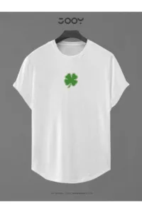 Yonca Baskılı Slim Fit Oval Kesim T-Shirt-alttext1