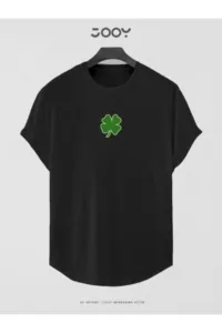 Yonca Baskılı Slim Fit Oval Kesim T-Shirt-alttext1