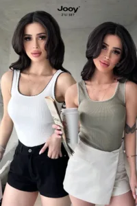 2'li Ekonomik Paket Nakış Detaylı %100 Pamuklu Kalın Askılı Bluz Atlet-alttext1