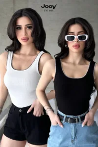 2'li Ekonomik Paket Nakış Detaylı %100 Pamuklu Kalın Askılı Bluz Atlet-alttext1