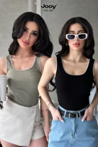 2'li Ekonomik Paket Nakış Detaylı %100 Pamuklu Kalın Askılı Bluz Atlet-alttext1