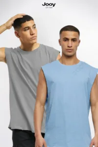 2'li Kampanyalı Set Erkek Antrenman Sporcu Atleti Oversize Kolsuz T-Shirt-alttext1