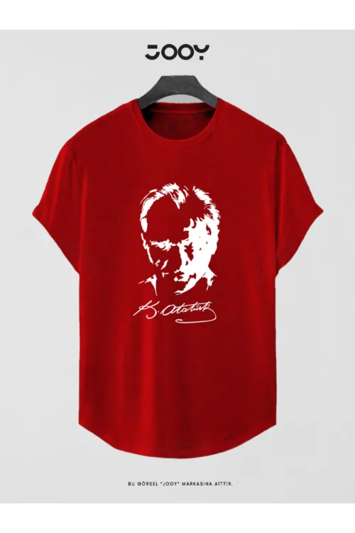 Atatürk Siluet Baskılı Slim Fit Oval Kesim Unisex T-Shirt