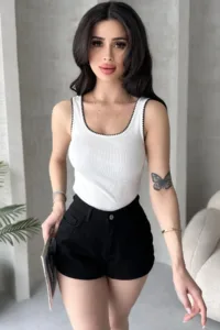 Nakış Detaylı Kalın Askılı Bluz Atlet %100 Pamuklu-alttext1