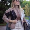 Geometrik Desen Fermuarlı Hırka - CAMEL